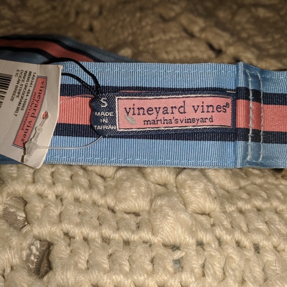 Vineyard Vines NWT new stripe belt blue pink men S - Picture 5 of 8
